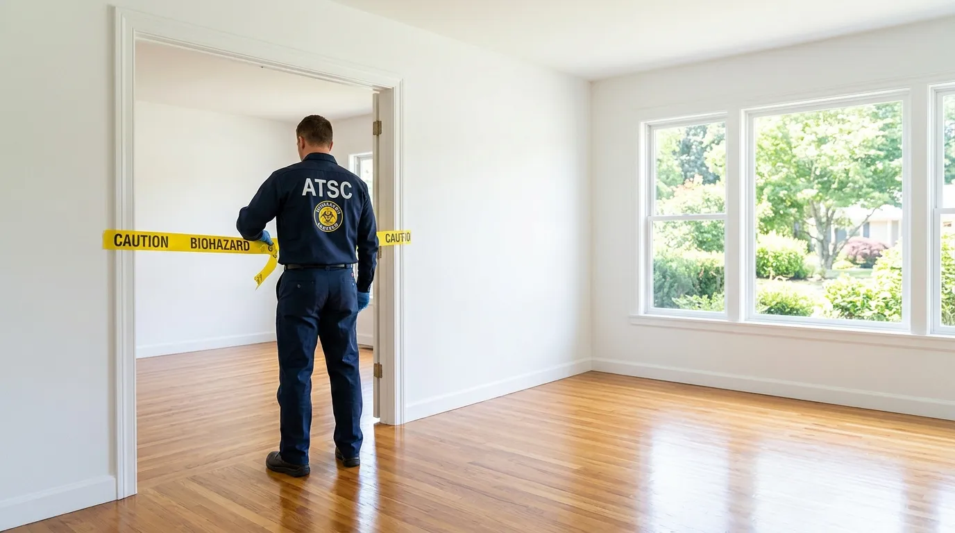 Certified biohazard cleanup crew performing Decomposition Cleanup in Merced